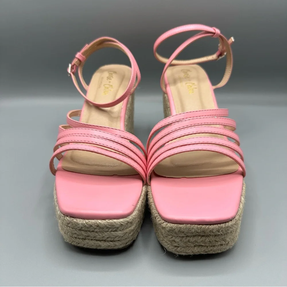 Chase + Chloe Platform Wedge Espadrille Sandal Women’s Size 10 Pink